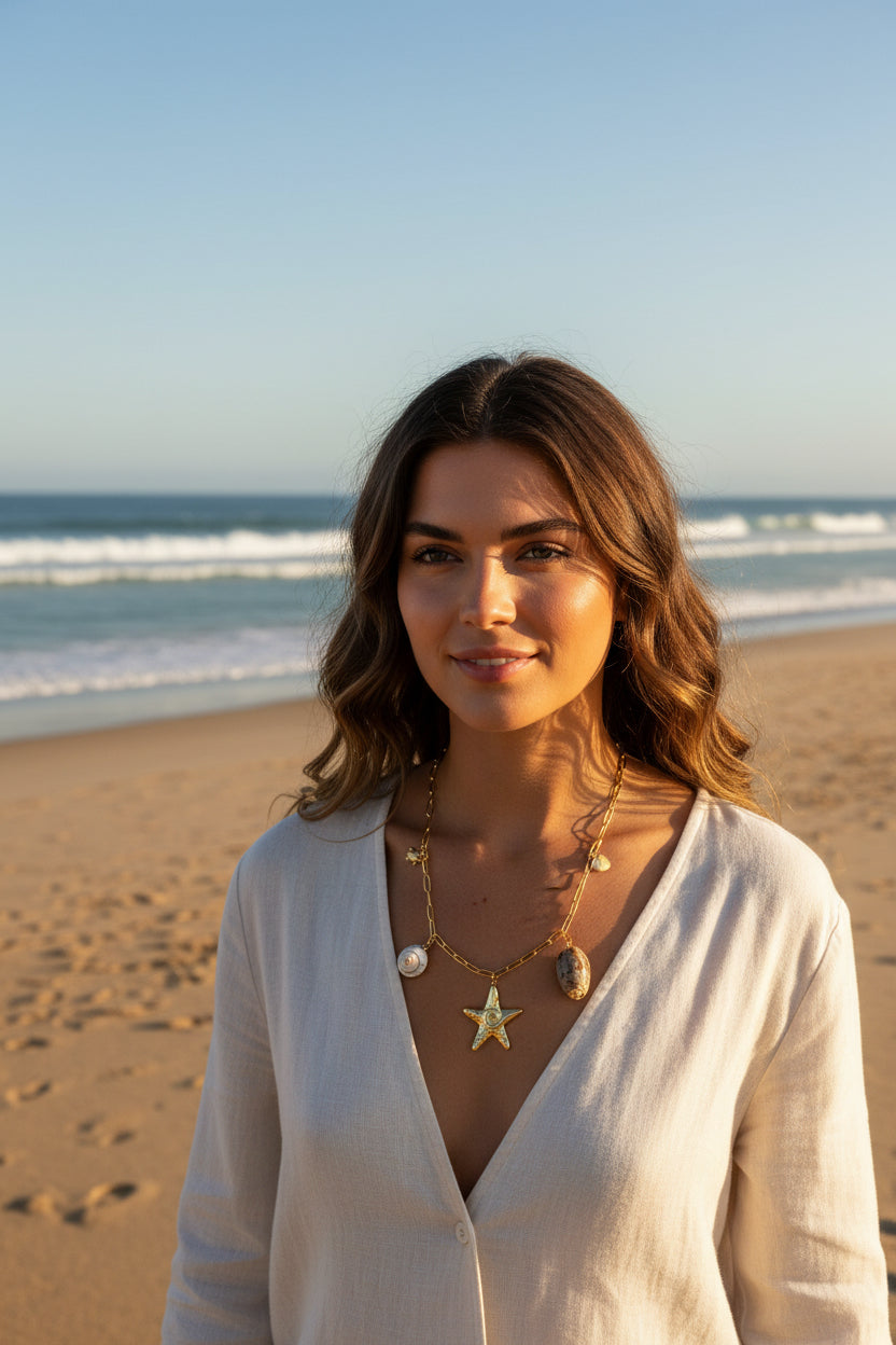 MAREA 18K Gold Plated Coastal Charm Necklace