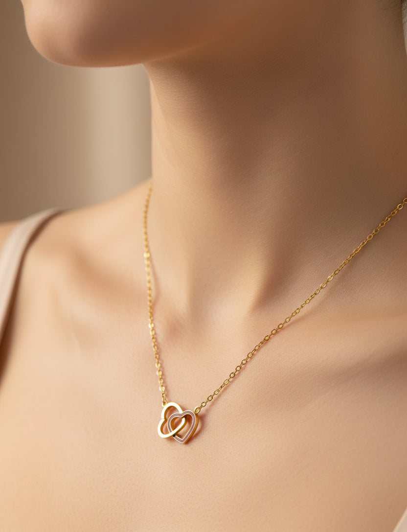 LUNA 18K Gold Plated Interlinked Heart Necklace