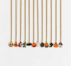 Half Pumpkin Half Skull Halloween Necklace