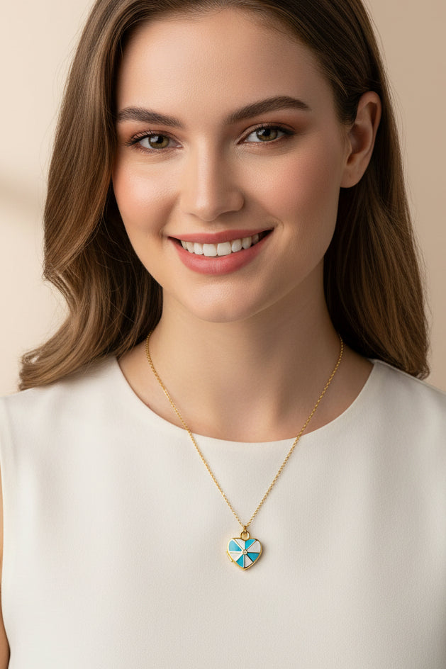 MILO 18K Gold Plated Heart Photo Locket Necklace