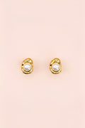 ELARA 18K Gold Plated Pearl Accent Stud Earrings