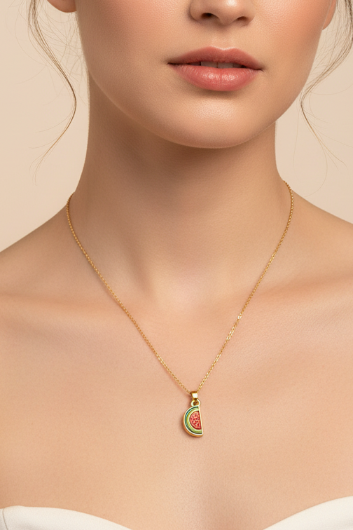 MILA 18K Gold Plated Watermelon Pendant Necklace