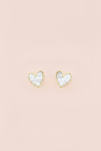 EVELYN 18K Gold Plated Heart Inlay Stud Earrings