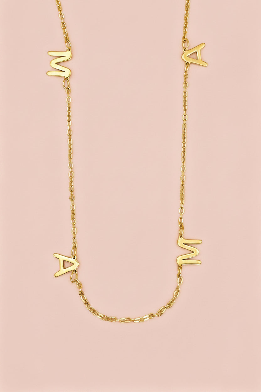 MAMA 18K Gold Plated Letter Chain Necklace