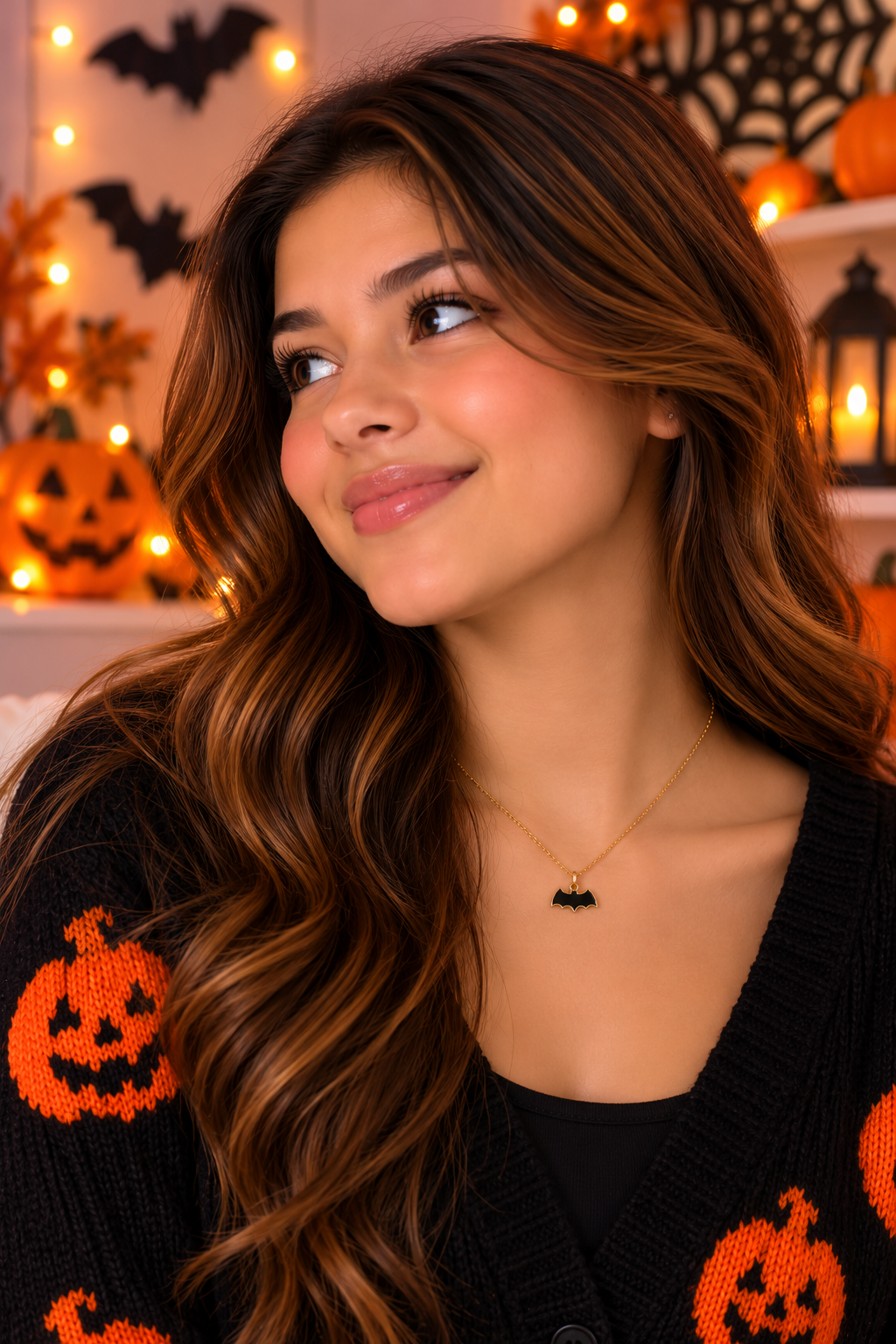 Midnight Black Bat Halloween Necklace