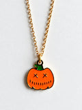 Stitched Smile Pumpkin Halloween Necklace