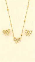ELLA 18K Gold Plated Bow Necklace & Stud Earrings Set
