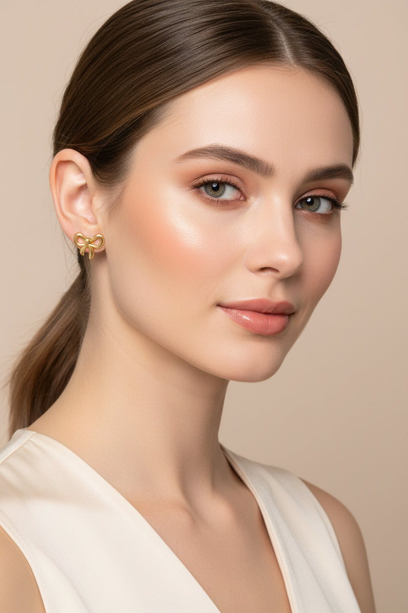 ELLA 18K Gold Plated Bow Earrings