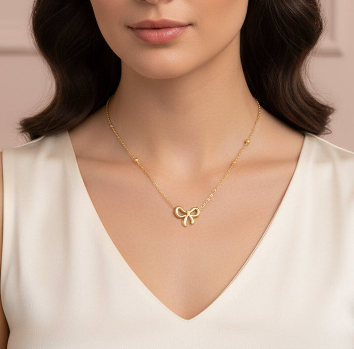 ELLA 18K Gold Plated Bow Necklace