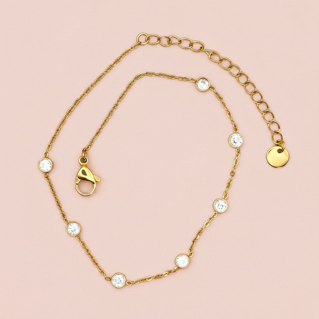 VAYA 18K Gold Plated Zircon Chain Anklet
