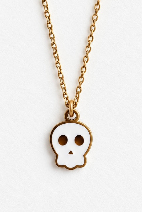 Mini White Skull Halloween Necklace