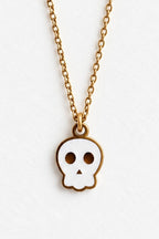 Mini White Skull Halloween Necklace
