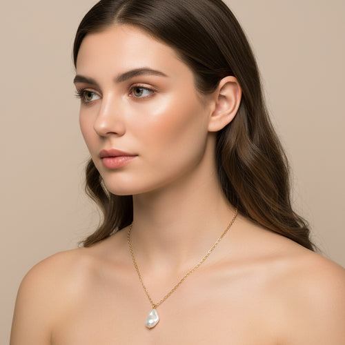 AURELIA 18K Gold Plated Freshwater Pearl Drop Necklace