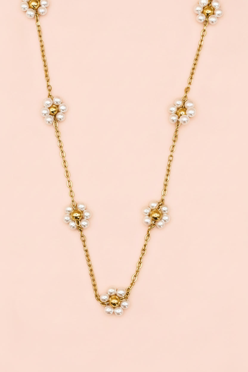 LUNARIA 18K Gold Plated Pearl Cluster Chain Necklace