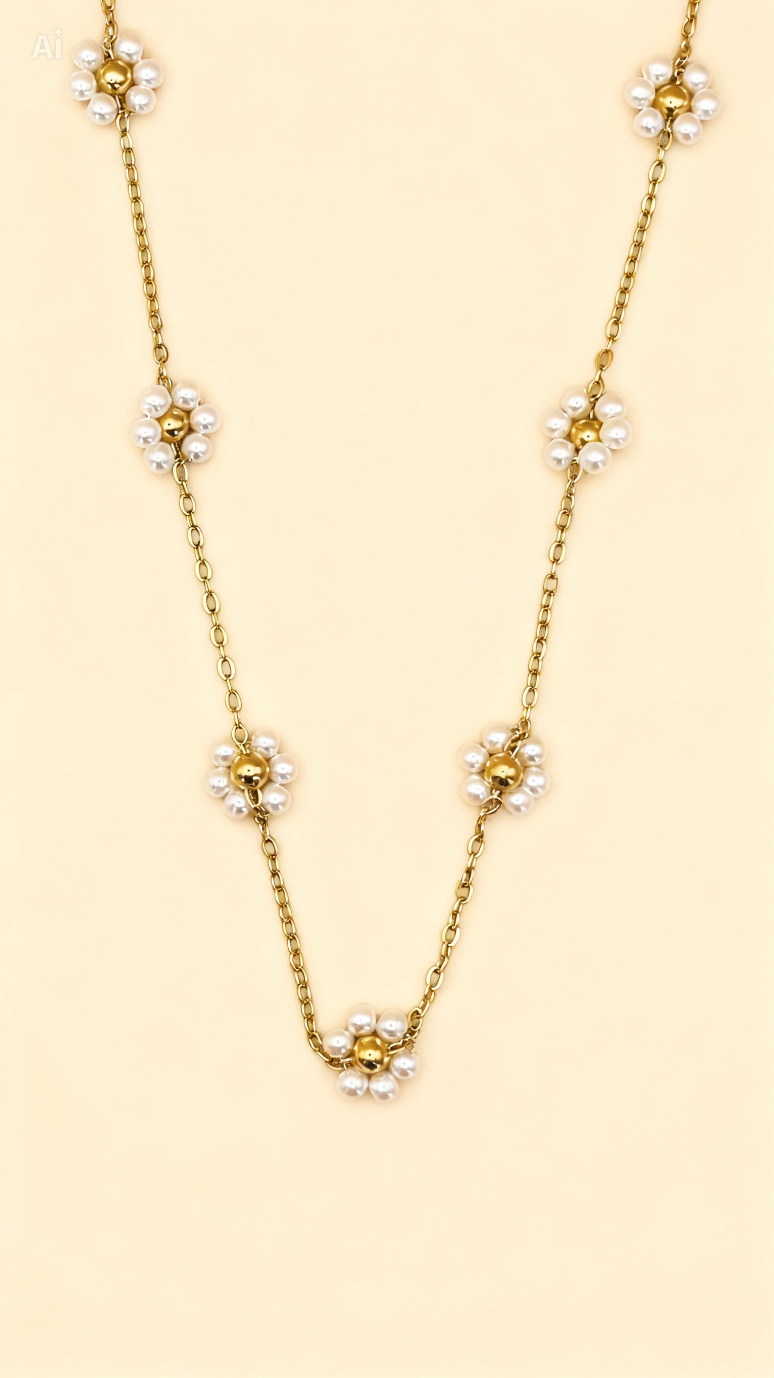 LUNARIA 18K Gold Plated Pearl Cluster Chain Necklace