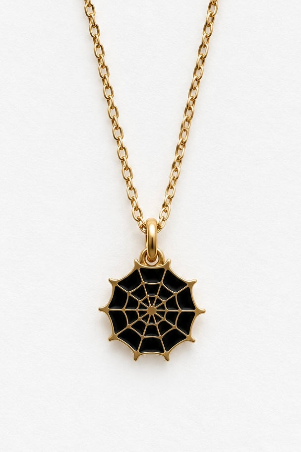 Midnight Spiderweb Halloween Necklace