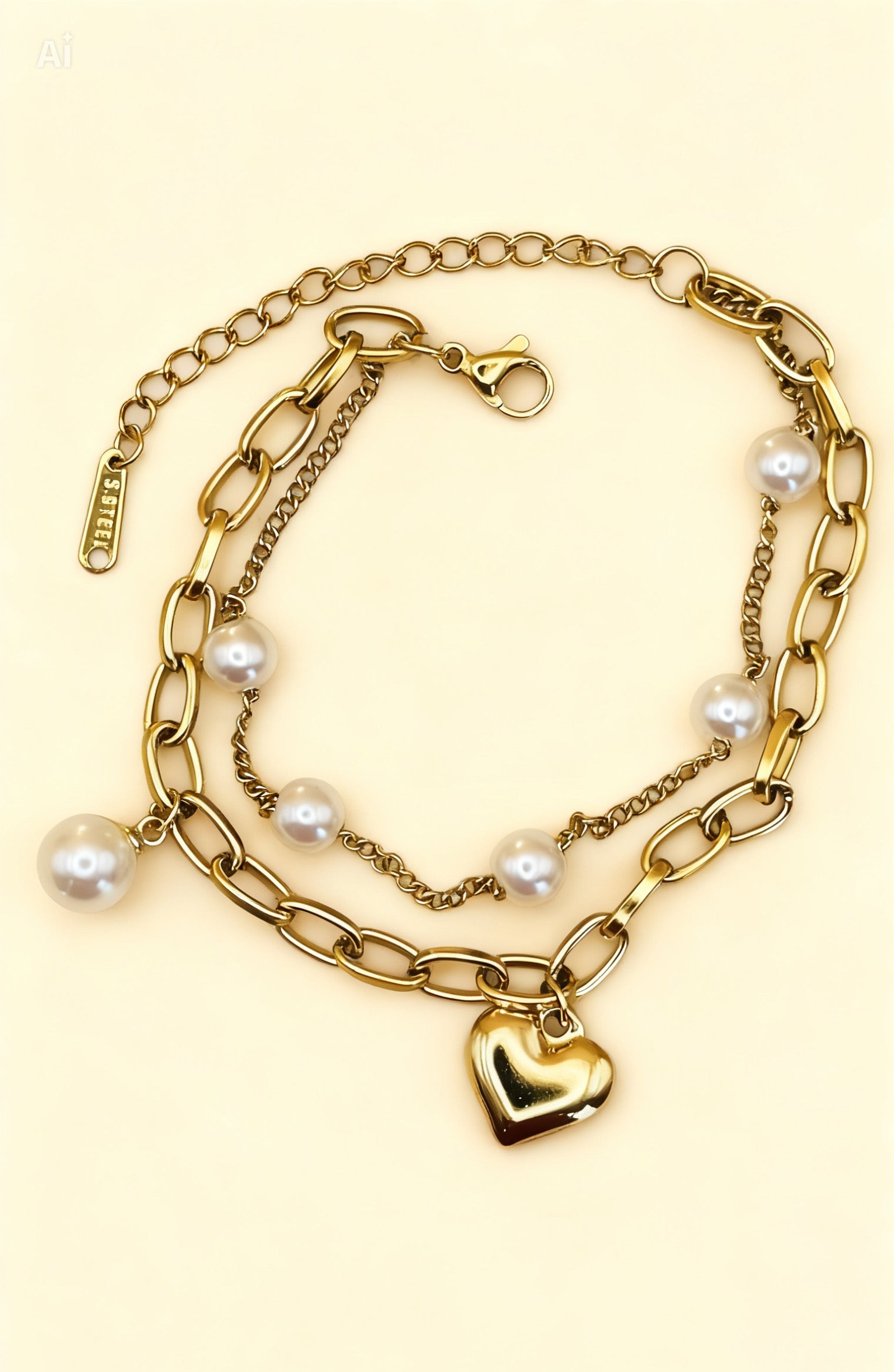 KAIA 18K Gold Plated Pearl Chain Bracelet