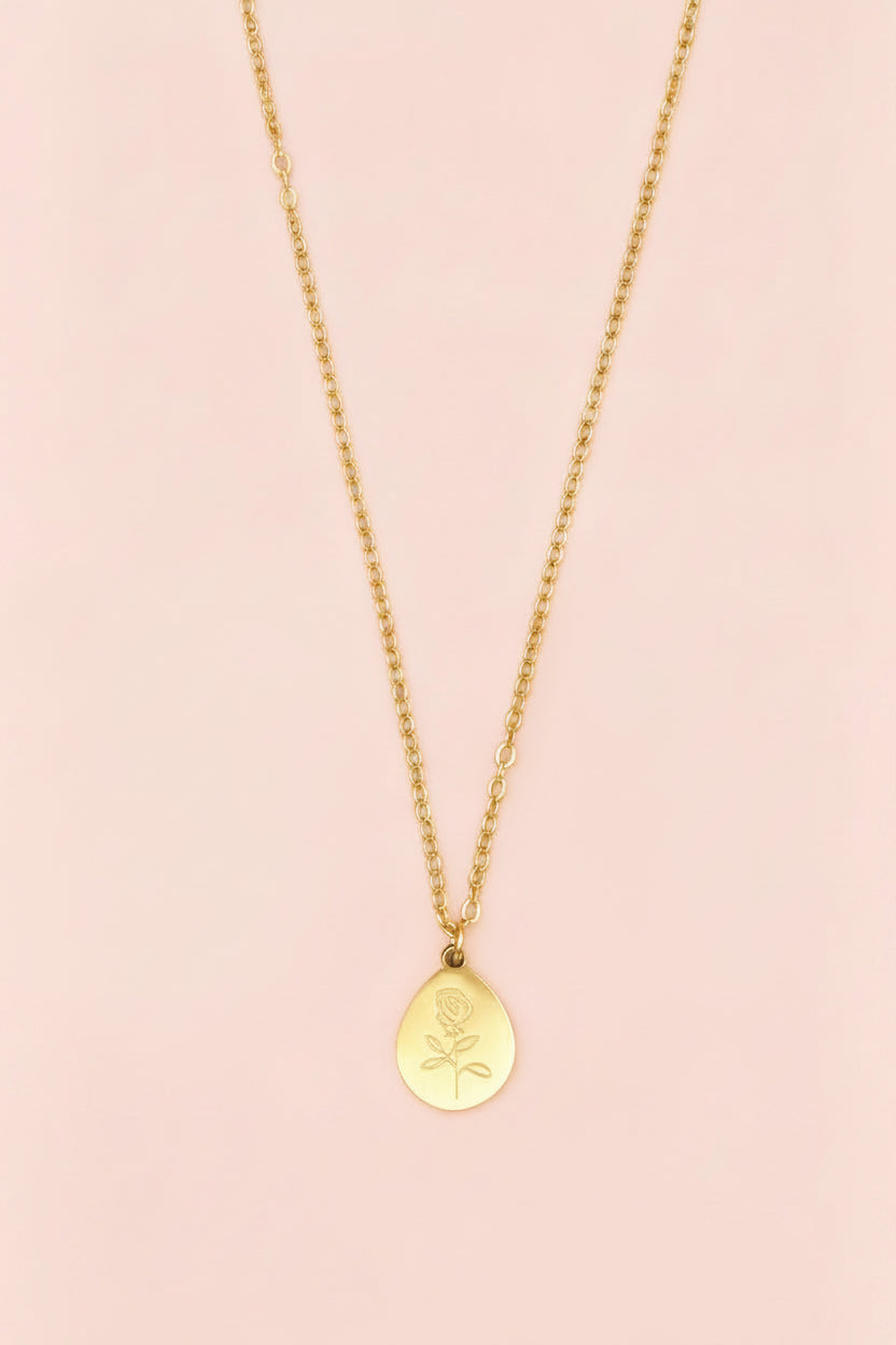 ROSALIE 18K Gold Plated Rose Charm Necklace