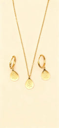 ROSE ÉCLAT 18K Gold Plated Rose Charm Necklace & Hoop Earring Set