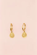 ROSALINE 18K Gold Plated Rose Charm Hoop Earrings