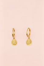 ROSALINE 18K Gold Plated Rose Charm Hoop Earrings
