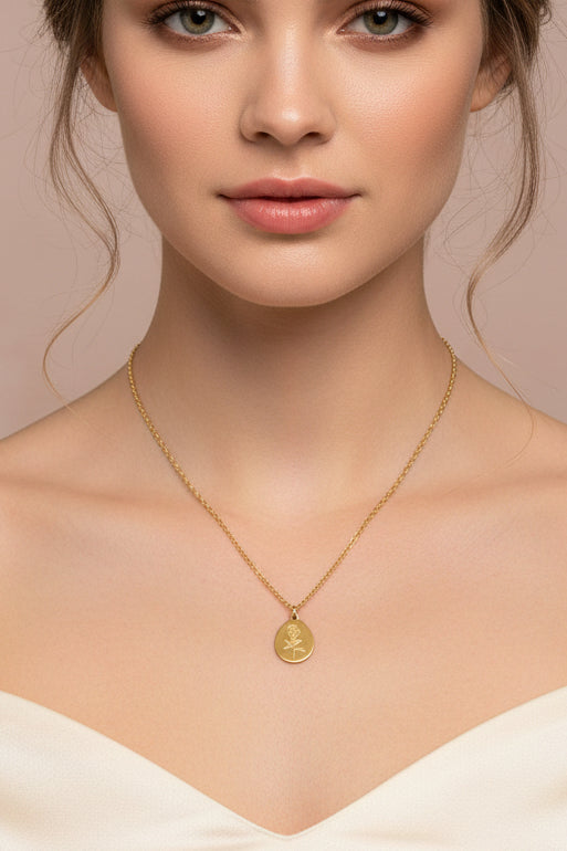 ROSALIE 18K Gold Plated Rose Charm Necklace
