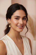 ROSALINE 18K Gold Plated Rose Charm Hoop Earrings