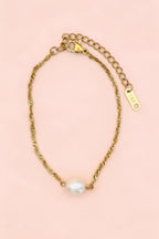 MIRA 18K Gold Plated Freshwater Pearl Chain Bracelet