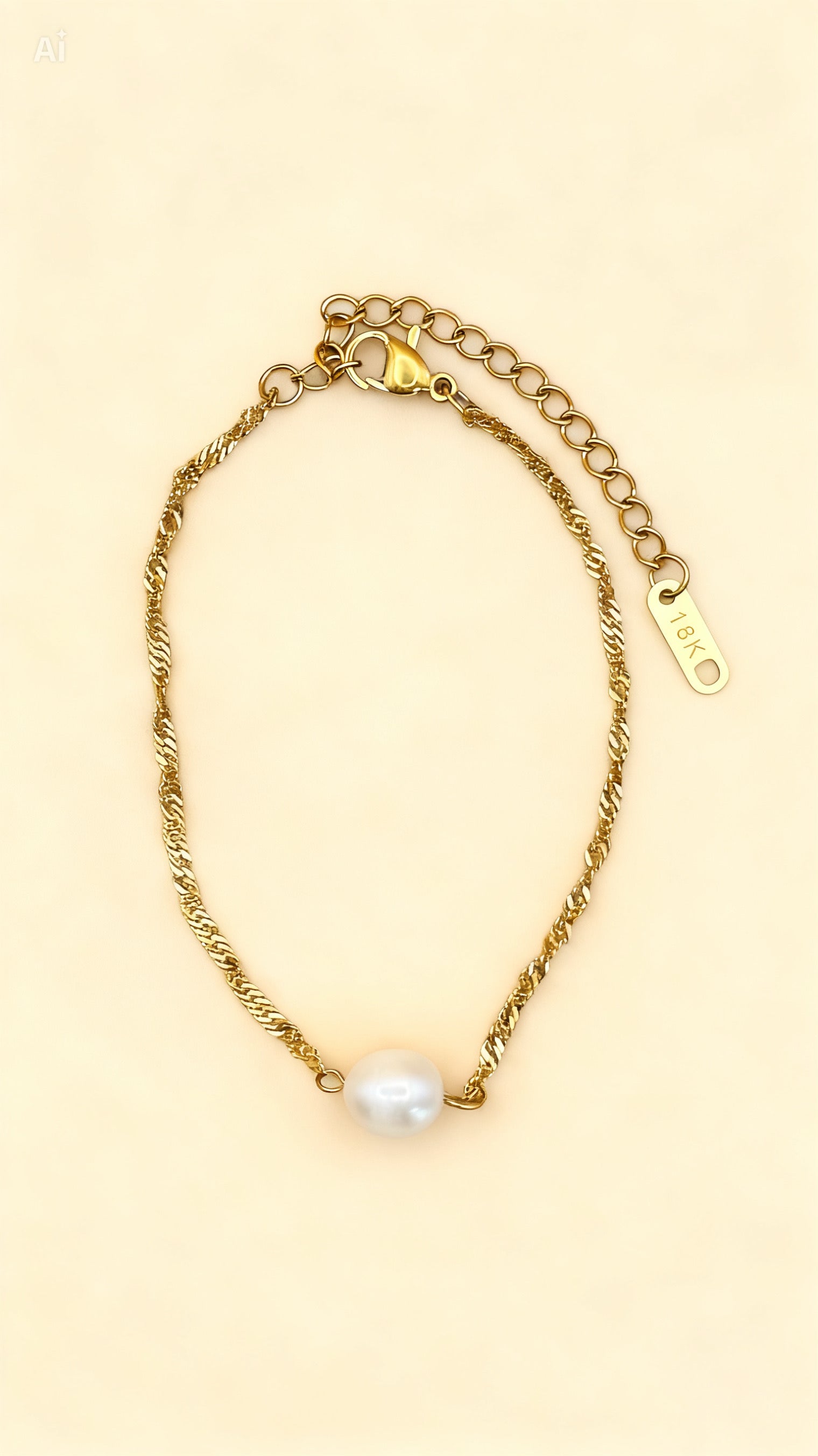 MIRA 18K Gold Plated Freshwater Pearl Chain Bracelet
