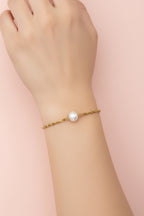 MIRA 18K Gold Plated Freshwater Pearl Chain Bracelet