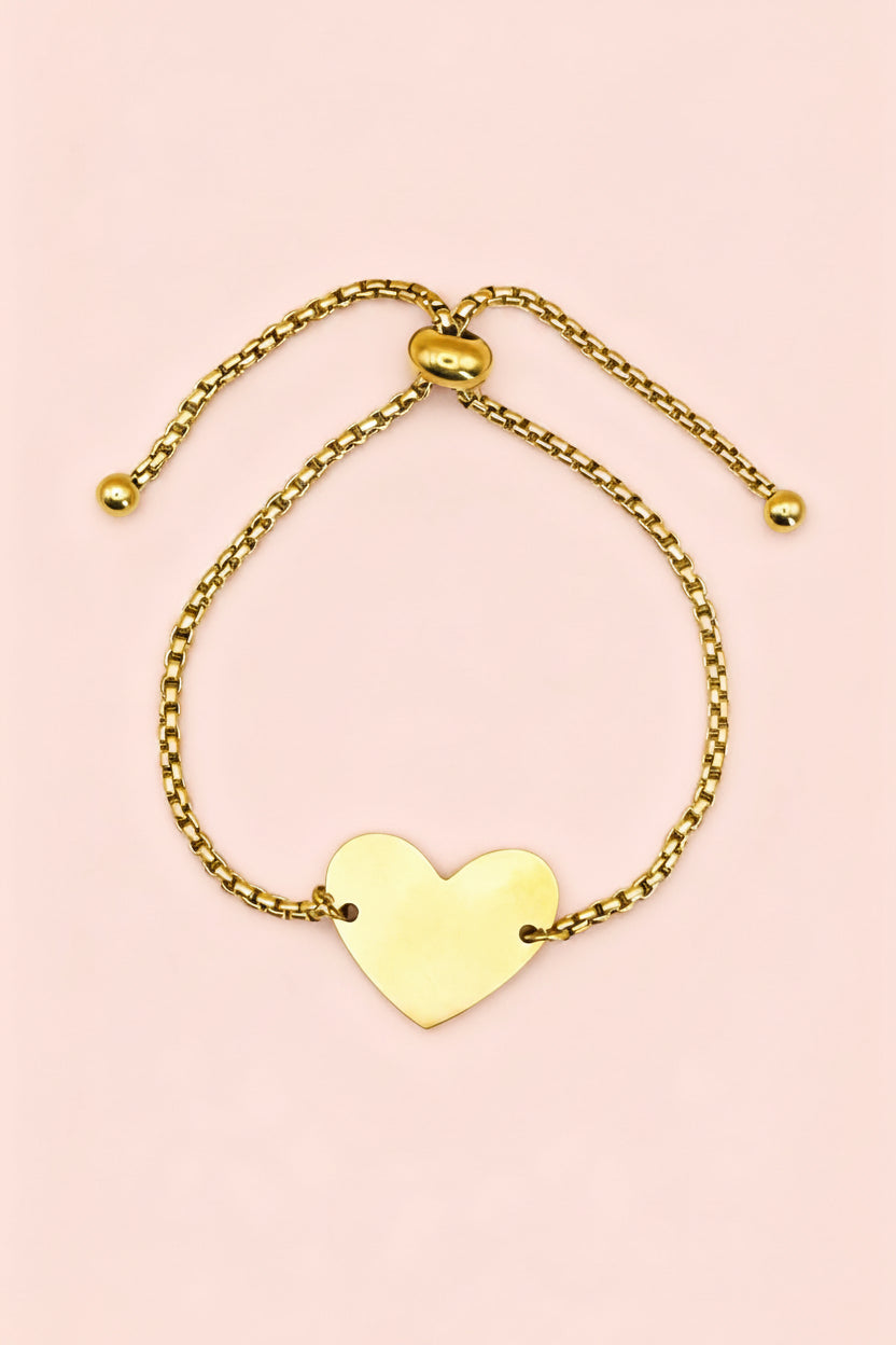 SOREL 18K Gold Plated Heart Slider Chain Bracelet