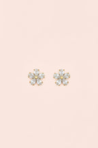FLORA 18K Gold Plated Crystal Flower Stud Earrings