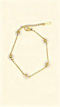 ROSA 18K Gold Plated Floral Pearl Chain Bracelet