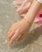 AMARA 18K Gold Plated Pearl Bead Bracelet