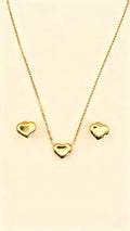 AMOUR 18K Gold Plated Heart Necklace & Stud Earrings Set