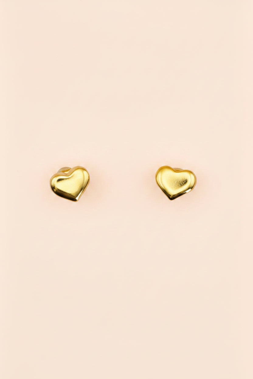 AMOUR 18K Gold Plated Heart Stud Earrings
