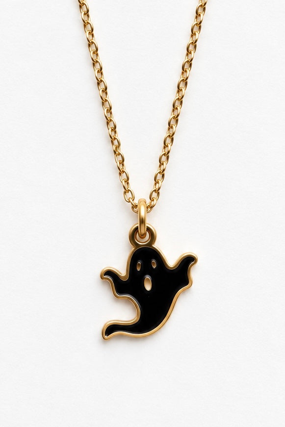 Little Black Ghost Halloween Necklace