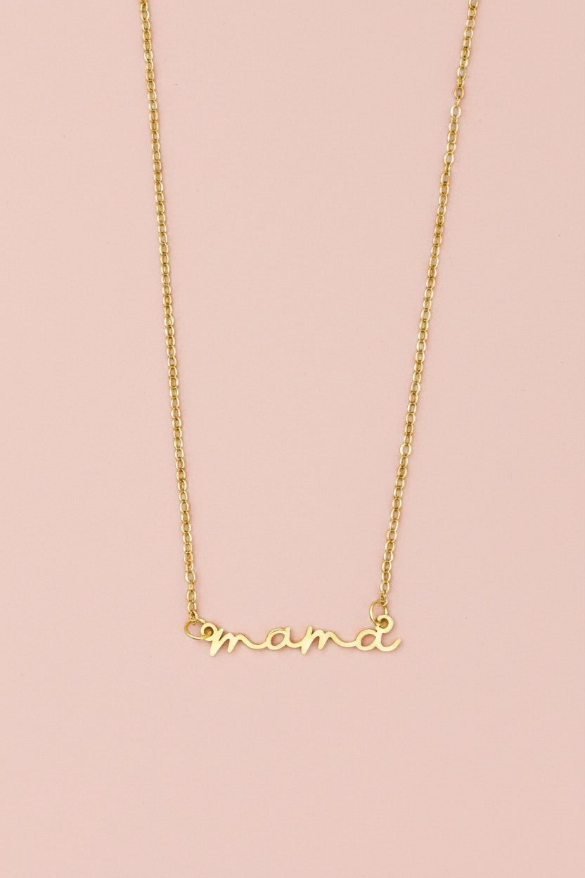 Mama 18K Gold Plated Script Necklace