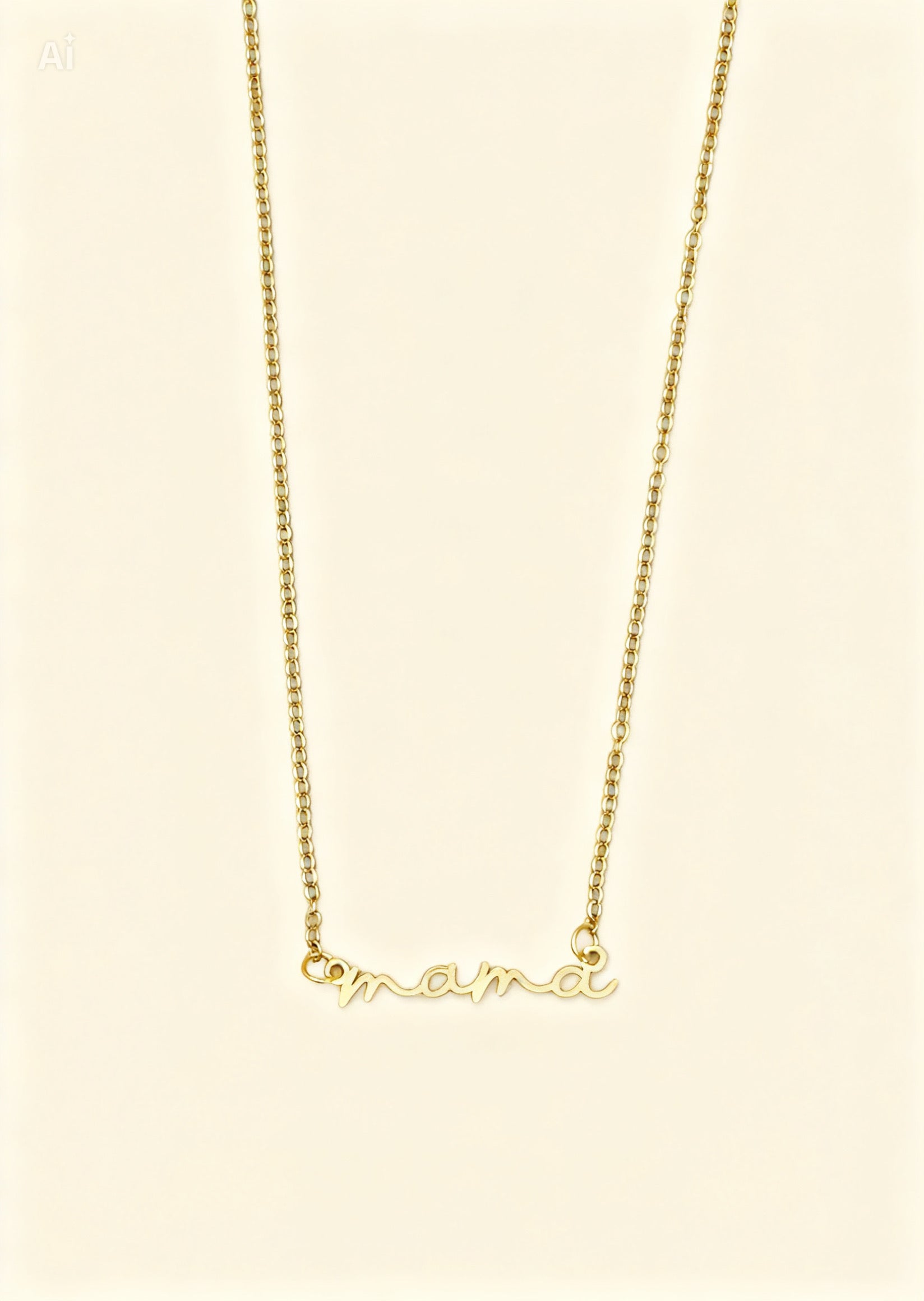 Mama 18K Gold Plated Script Necklace
