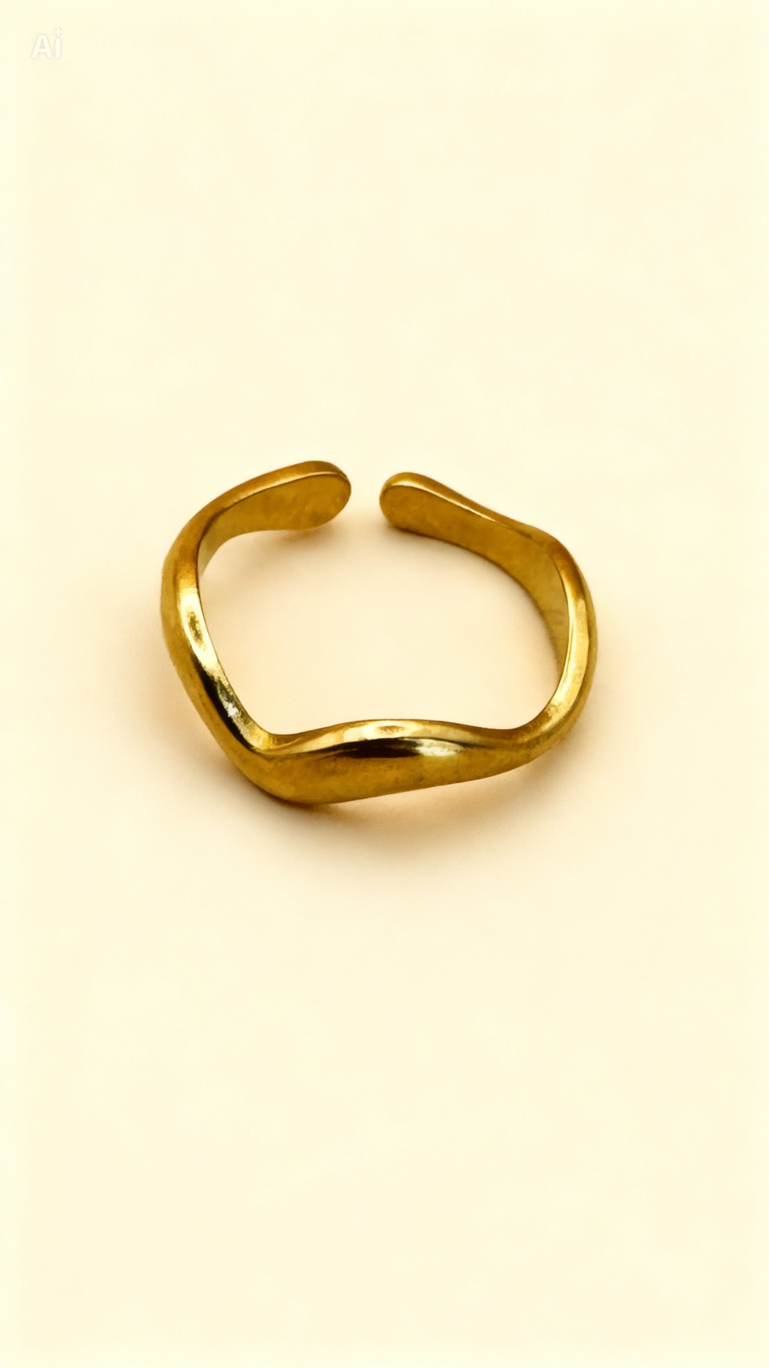 ARIA 18K Gold Plated Organic Wave Open Ring