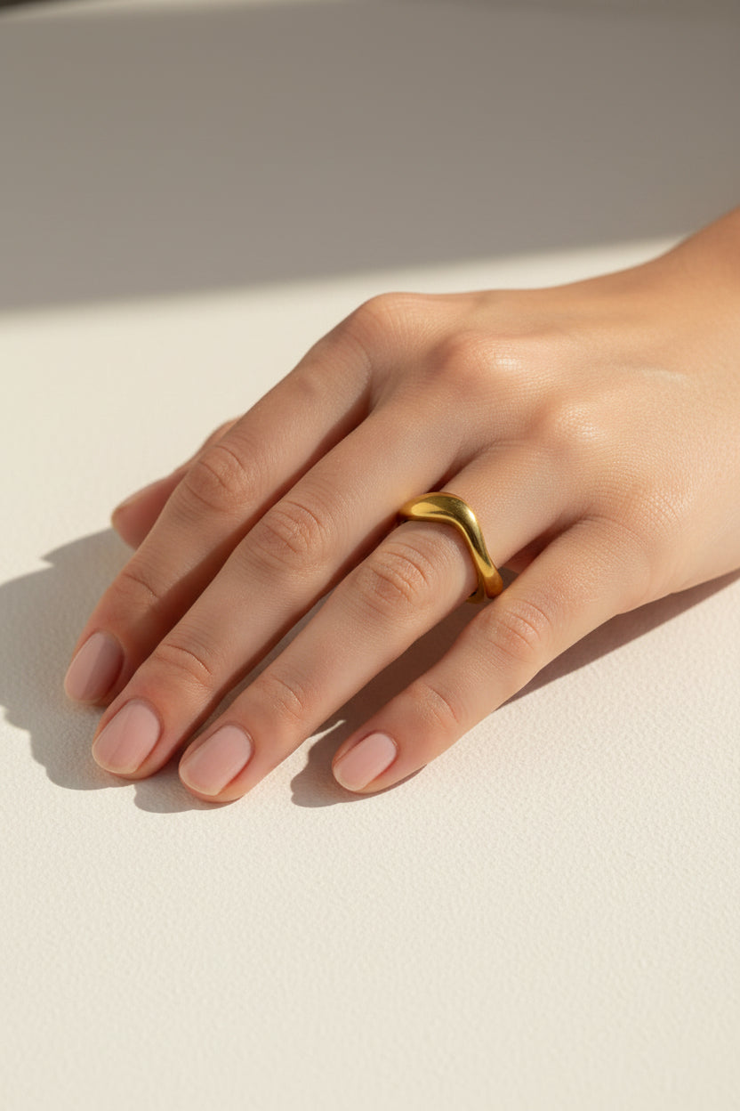 ARIA 18K Gold Plated Organic Wave Open Ring