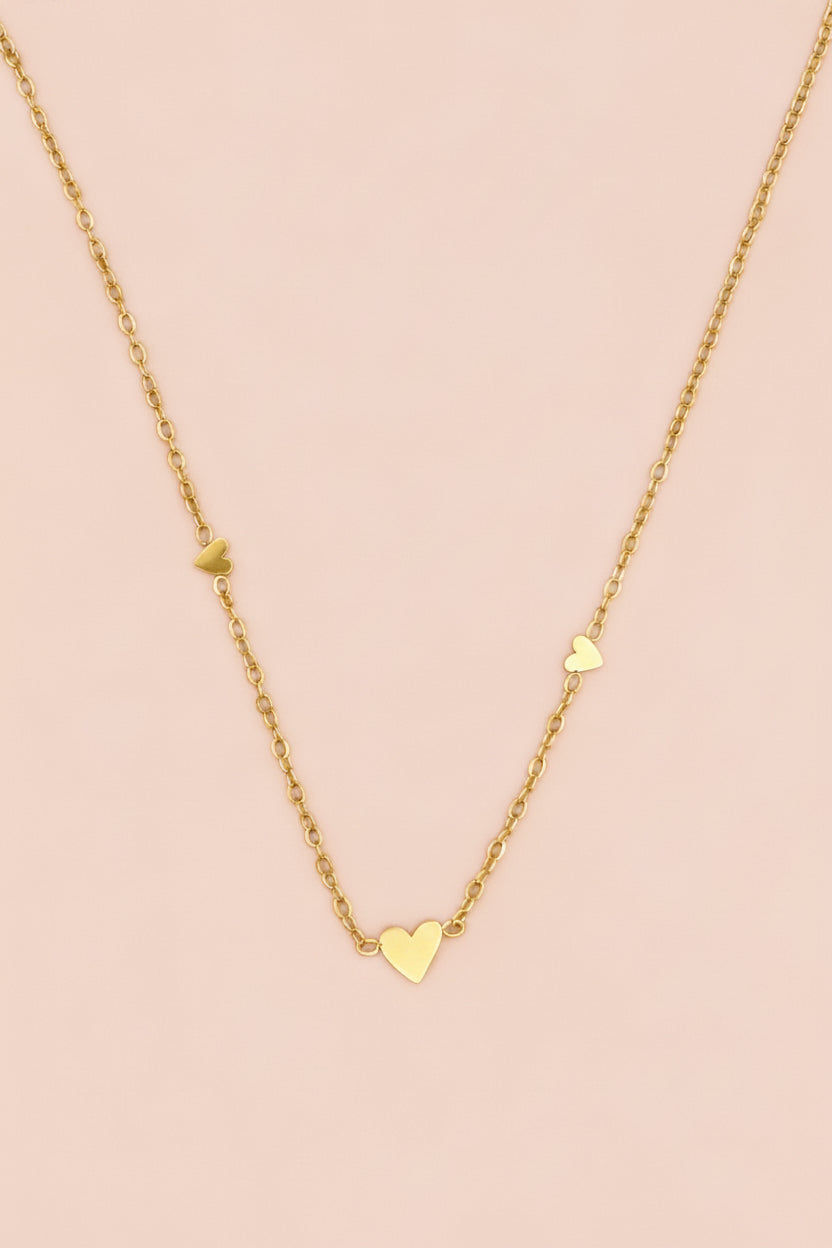 AVA 18K Gold Plated Mini Heart Station Necklace