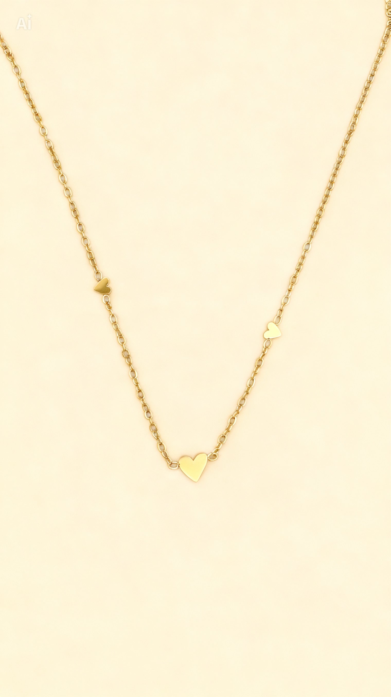 AVA 18K Gold Plated Mini Heart Station Necklace