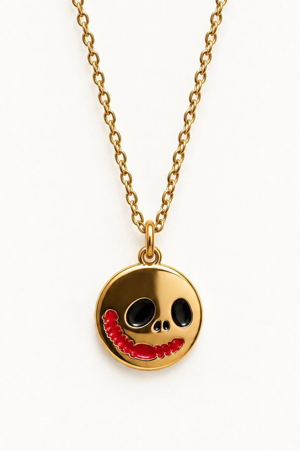 Spooky Smiley Skull Halloween Necklace