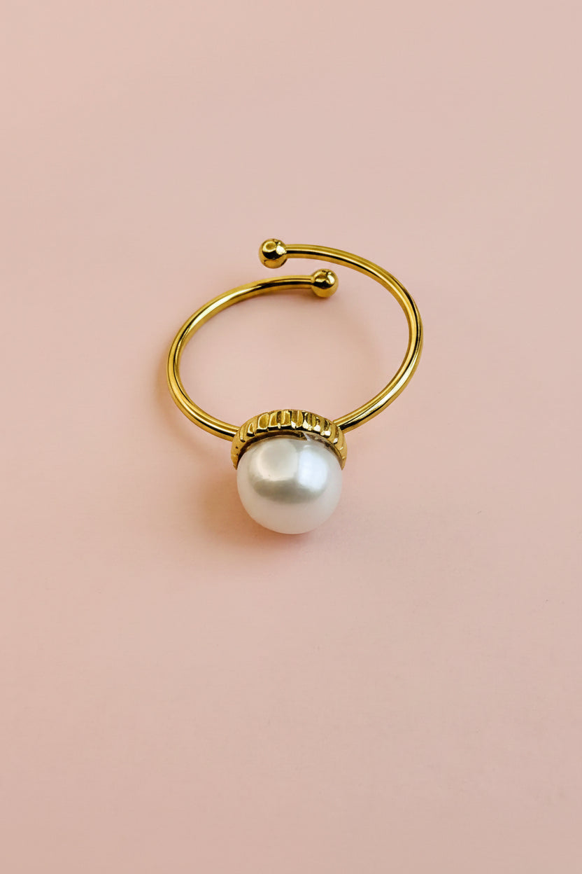 LUNA 18K Gold Plated Pearl Open Ring