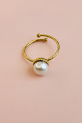 LUNA 18K Gold Plated Pearl Open Ring