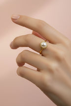 LUNA 18K Gold Plated Pearl Open Ring