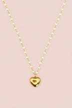 ELISE 18K Gold Plated Pearl Chain Heart Necklace