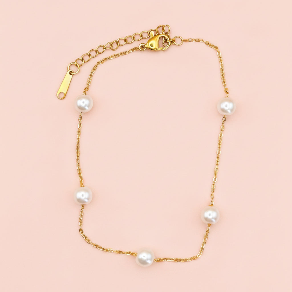 KORA 18K Gold Plated Beaded Chain Anklet