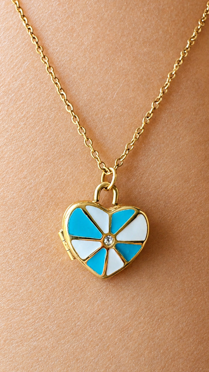MILO 18K Gold Plated Heart Photo Locket Necklace